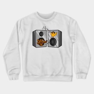 Dog and Songbird Rock and Roll Music Speakers Crewneck Sweatshirt